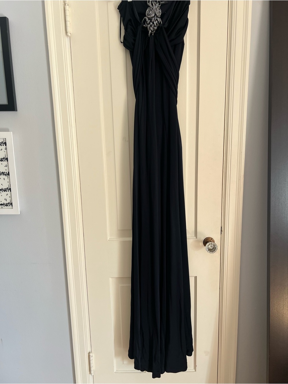 Diane Von Furstenberg Black Maxi Dress with Beaded Detail